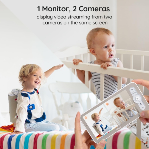 ieGeek 2K Video Baby Monitor with 2 Cameras and 5" LCD Monitor,360 degree, View Split Screen, WiFi, Motion & Cry Detection, 2-Way Audio, 1000ft