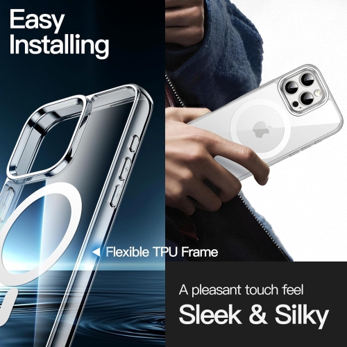 Étui pour iPhone 16 Pro Compatible avec MagSafe, étui de téléphone transparent Strong Magnetic antirayure antichoc