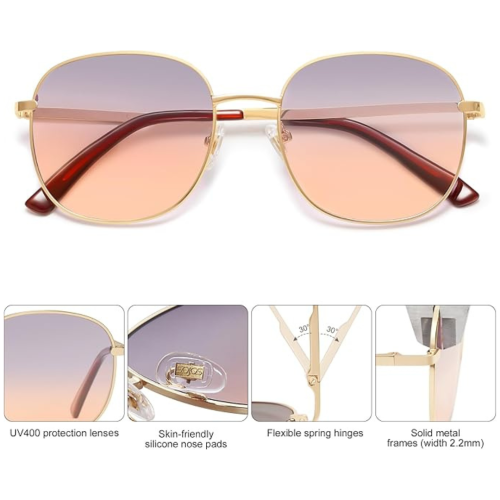 SOJOS Classic Square Sunglasses for Women Men with Spring Hinge Sunnies SJ1137
