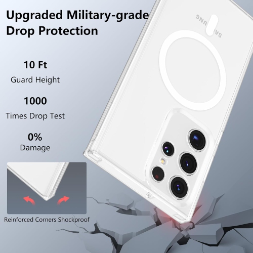Samsung S22 Ultra Case Compatible with MagSafe, Clear Strong Magnetic Anti-Scratch Shockproof Phone Cover