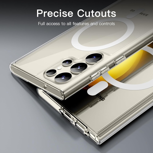 Étui pour S23 Ultra de Samsung compatible avec MagSafe, étui de téléphone transparent Strong Magnetic antirayure antichoc