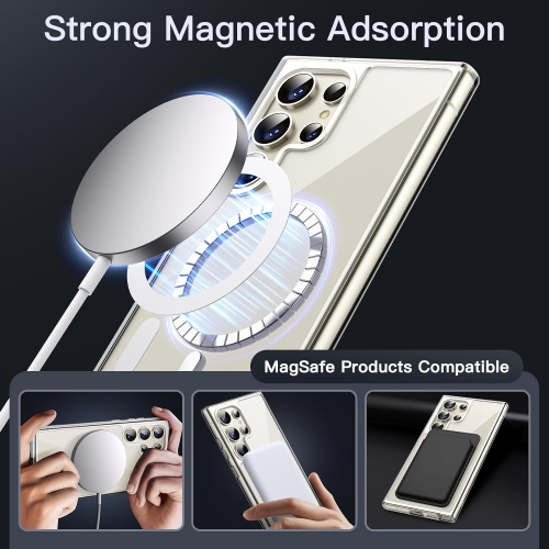 Étui pour S23 Ultra de Samsung compatible avec MagSafe, étui de téléphone transparent Strong Magnetic antirayure antichoc