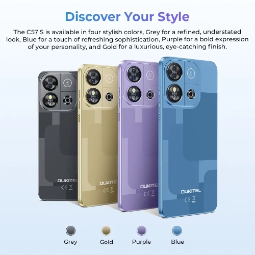 Oukitel C57s Smartphone, 4000mAh Battery, HD+6.6" Display, 64G-Black-Unlocked