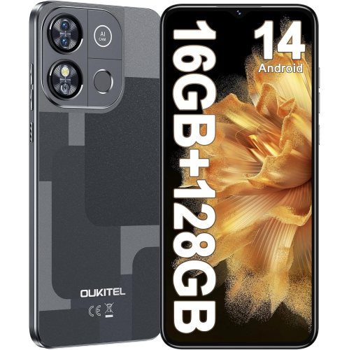 OUKITEL  C57Pro Smartphone, 4000Mah Battery, HD6.52" Display, 128G-Black-Unlocked