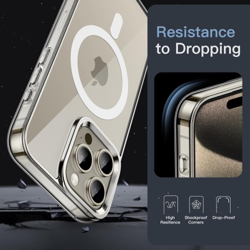 iPhone 15 Pro Max Case Compatible with MagSafe, Clear Strong Magnetic Anti-Scratch Shockproof Phone Cover
