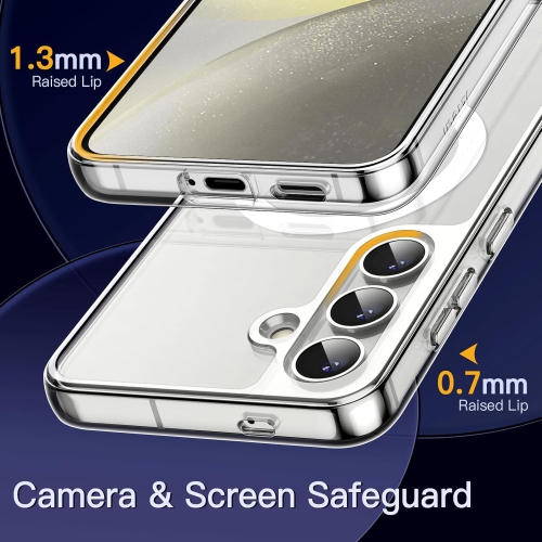 Samsung S24 Case Compatible with MagSafe, Clear Strong Magnetic Anti-Scratch Shockproof Phone Cover