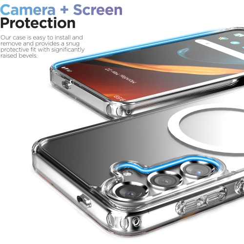 Samsung S24 Case Compatible with MagSafe, Clear Strong Magnetic Anti-Scratch Shockproof Phone Cover