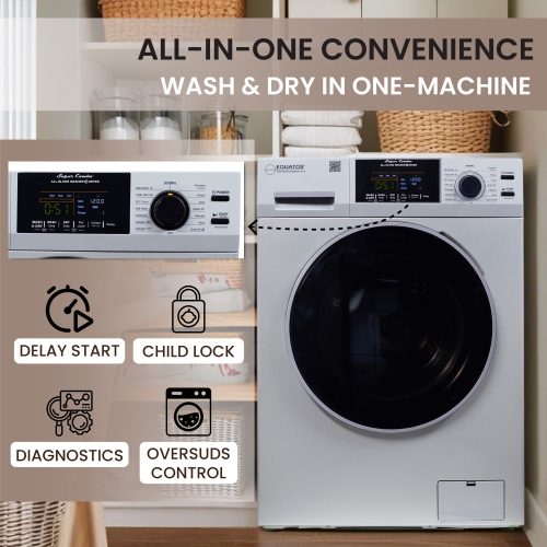 All-in-one Washer Dryer Ventless FULLY BUILTIN 0-CLEARANCE 1.62cf/15lbs 110V 1400RPM