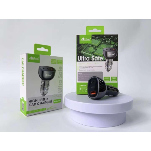 Ultra Safe High-Speed Car Charger with Dual USB-C PD and USB-A Ports