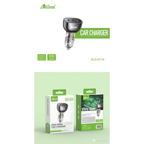 Ultra Safe High-Speed Car Charger with Dual USB-C PD and USB-A Ports