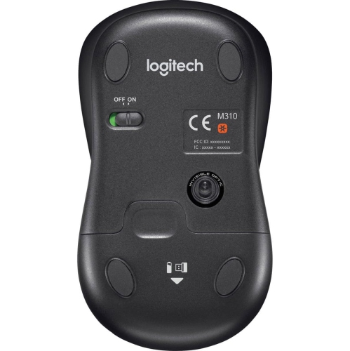Souris sans fil M310 de Logitech, 2,4&nbsp;GHz avec nanorécepteur USB, suivi optique 1000&nbsp;ppp, batterie d'une autonomie de 18 mois,