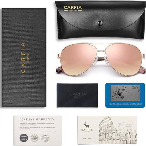 CARFIA Polarized Womens Sunglasses UV Protection Lightweight Sporting Metal Frame CA3216