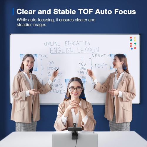 EMEET C960 4K Webcam for PC, 4K UHD Sony Sensor, TOF Auto Focus, Dual AI Noise-Cancelling Mics, Auto Light Correction, 66° FOV, Plug&Play Webcam with