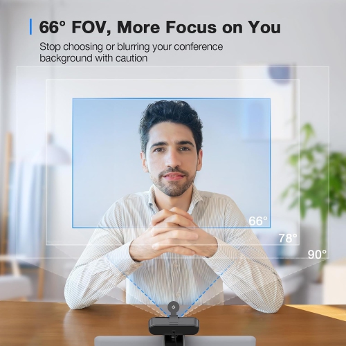 EMEET C960 4K Webcam for PC, 4K UHD Sony Sensor, TOF Auto Focus, Dual AI Noise-Cancelling Mics, Auto Light Correction, 66° FOV, Plug&Play Webcam with