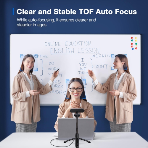 EMEET C960 4K Webcam with Tripod, 4K UHD Sony Sensor, 3 Adjustable Height Mini Tripod w/Privacy Cover, TOF Auto Focus, Dual Noise-Cancelling Mics,