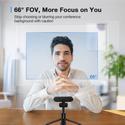 EMEET C960 4K Webcam with Tripod, 4K UHD Sony Sensor, 3 Adjustable Height Mini Tripod w/Privacy Cover, TOF Auto Focus, Dual Noise-Cancelling Mics,