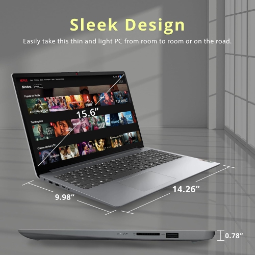 Refurbished - Lenovo IdeaPad 1 15.6" HD Laptop, AMD Athlon Silver 3050U Processor, 128GB PCIe SSD, 8GB RAM, AMD Radeon Graphics, HD Webcam, HDMI,