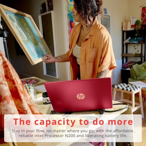 Refurbished - HP 15.6" HD Business Laptop, Intel Pentium N200 Processor, 128GB SSD, 16GB RAM, Intel UHD Graphics, Windows 11, Scarlet Red
