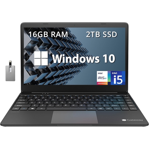 Open Box - GATEWAY 14.1" Ultra Slim FHD Laptop, Intel Core i5-1135G7, 2TB PCIe SSD, 16GB RAM, Intel Iris Xe Graphics, Fingerprint Scanner, Black, Win