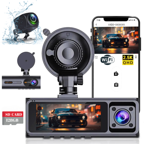 LDASA20 Dash Cam Front and Rear Inside, LDAS FHD 1080P Dash Camera with SD Card, Rotatable cam for Cars with Super Night Vision, Loop Recording, G-Se