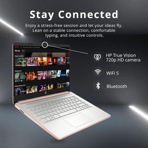 HP Stream 14" HD BrightView Laptop - Intel Celeron N4120 - 16GB DDR4 - 64GB eMMC - Windows 11 S - Gold by HP - Refurbished condition - Image 4