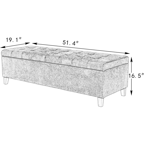 Storage Ottoman, 51 Inch Storage Bench, PU Leather Ottoman Bench for Living Room, Bedroom and Entryway,Brown