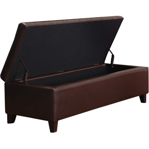 Storage Ottoman, 51 Inch Storage Bench, PU Leather Ottoman Bench for Living Room, Bedroom and Entryway,Brown