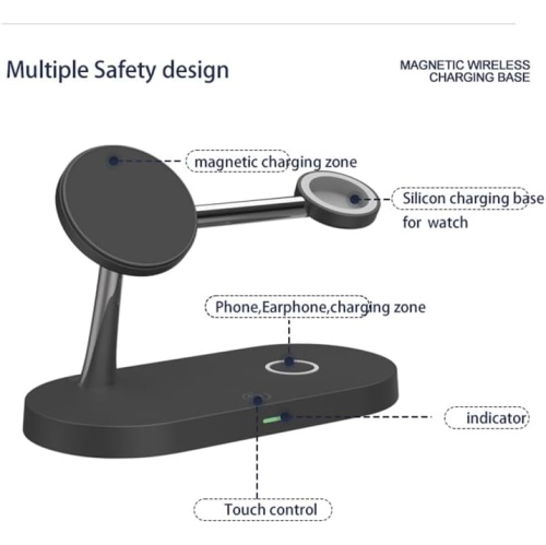 YOULIGHTS Apple 3-in-1 charging station, wireless charger for iPhone 15 14 13 12 series, and charger for multiple devices including Apple Watch,