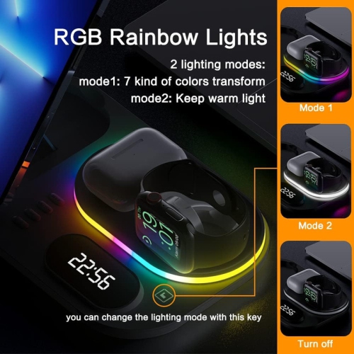 Wireless Charger, 4 in 1Wireless Charging Station, 15W Fast Charging Station Dock for Apple iWatch SE/6/5/4/3/2/1,AirPods Pro