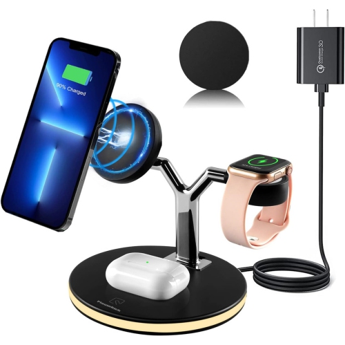 3 in 1 Mag-Safe Charger, Fast Charging Station for iPhone13/12/11/Mini/Pro/Pro Max/SE/Xs/8, Apple Watch SE/6/5/4/3/2, AirPods 2/Pro,Magnetic Wireless