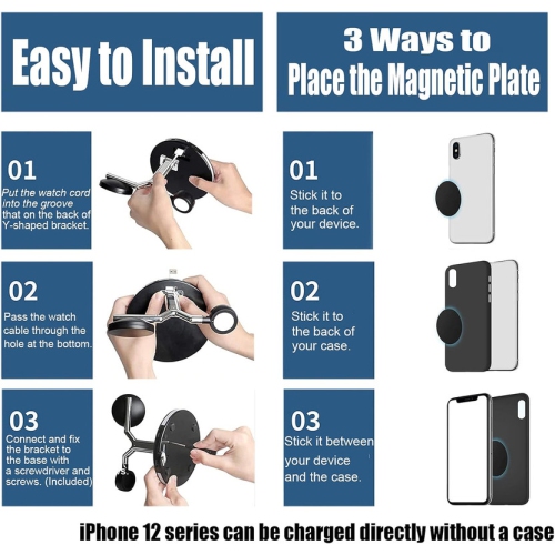 3 in 1 Mag-Safe Charger, Fast Charging Station for iPhone13/12/11/Mini/Pro/Pro Max/SE/Xs/8, Apple Watch SE/6/5/4/3/2, AirPods 2/Pro,Magnetic Wireless