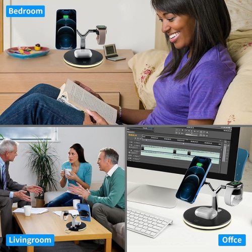 3 in 1 Mag-Safe Charger, Fast Charging Station for iPhone13/12/11/Mini/Pro/Pro Max/SE/Xs/8, Apple Watch SE/6/5/4/3/2, AirPods 2/Pro,Magnetic Wireless