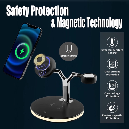 3 in 1 Mag-Safe Charger, Fast Charging Station for iPhone13/12/11/Mini/Pro/Pro Max/SE/Xs/8, Apple Watch SE/6/5/4/3/2, AirPods 2/Pro,Magnetic Wireless