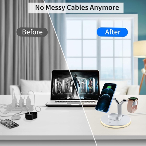 3 in 1 Mag-Safe Charger, Fast Charging Station for iPhone13/12/11/Mini/Pro/Pro Max/SE/Xs/8, Apple Watch SE/6/5/4/3/2, AirPods 2/Pro,Magnetic Wireless