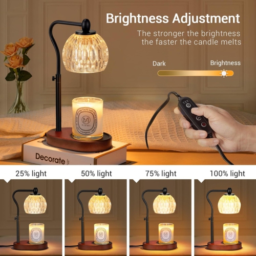 Candle Lamp with Timer & Dimmer - Height Adjustable for Scented Candles, With 2 * 50W Bulbs - Home Decor Gift for Mothers Day
