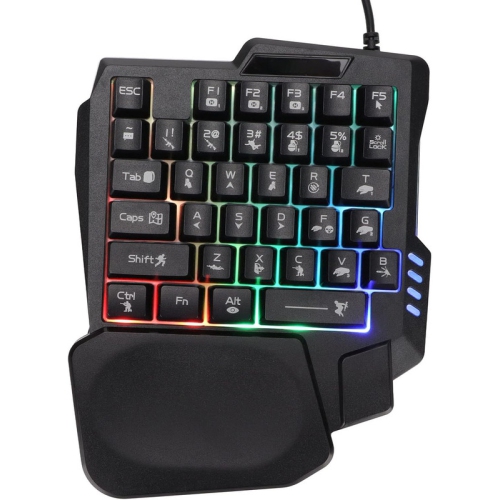 YOULIGHTS  One-Handed Mechanical Gaming Keyboard, 35 Keys Waterproof Professional Gaming Keypad, With 3 Color Backlight, Single Handed Keyboard For