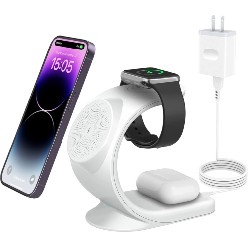 YOULIGHTS  Magsafe Charger Stand, Wireless 3 In 1 Charger \w Qc3.0 Adapter, Magnetic Wireless Charger Compatible \w Iphone 15, 14, 13, 12 Pro