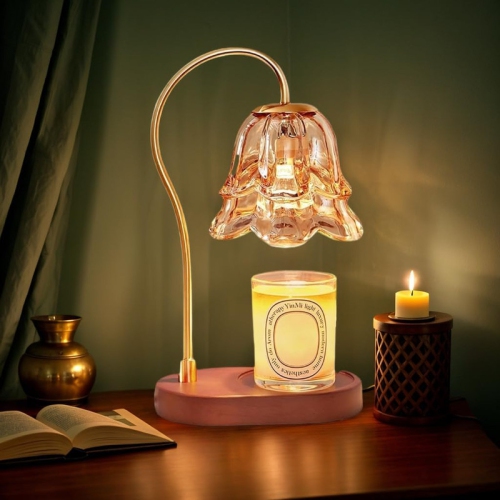 Lampe chauffe-bougie avec minuterie et 2 ampoules, chauffe-bougie sans flamme, pour décoration de chambre à coucher, convient aux bougies parfumées