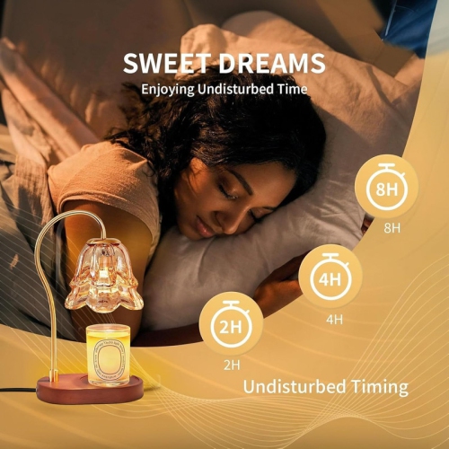 Lampe chauffe-bougie avec minuterie et 2 ampoules, chauffe-bougie sans flamme, pour décoration de chambre à coucher, convient aux bougies parfumées