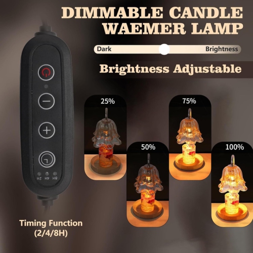 Lampe chauffe-bougie avec minuterie et 2 ampoules, chauffe-bougie sans flamme, pour décoration de chambre à coucher, convient aux bougies parfumées