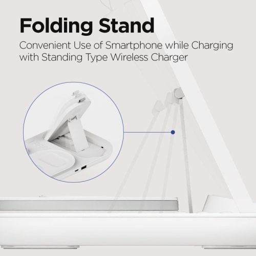 Réveille-matin 4-en-1 à recharge rapide sans fil, station de recharge sans fil avec horloge DEL