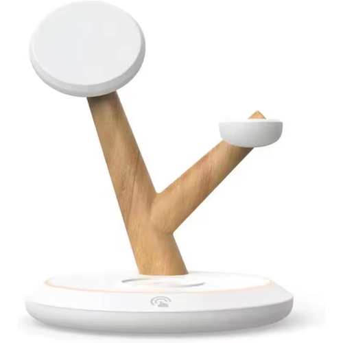 3 in 1 Wireless Charger Stand, Desktop Charging Station - 15W, Magnetically Attached Charging Pad, Automatic Induction Identification Charging