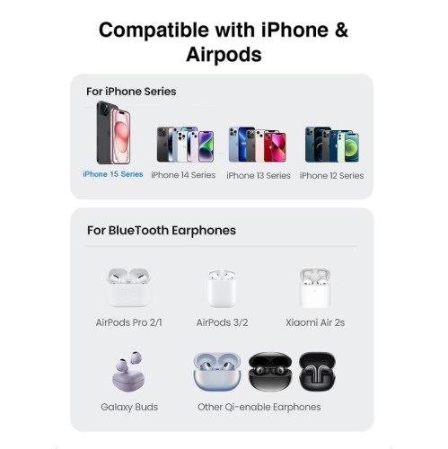 2 in 1 Magnetic Wireless Charging Stand [with Charger] Compatible with iPhone 15/14/13/12 Series/Air pods 2/3/Pro