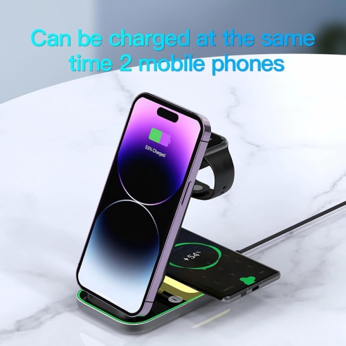3 in 1 Wireless Charging Station for Apple Watch,iPhone and AirPods, 15W Fast Magnetic Charger for iPhone 15 14 13 12 Series, Apple Watch AirPods