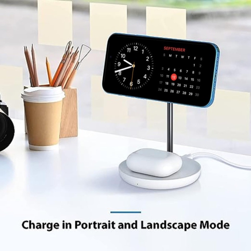 2-in-1 Magnetic Wireless Charger Stand Compatible with iPhone 15/14/13/12 Series/Airpods 2/3/Pro