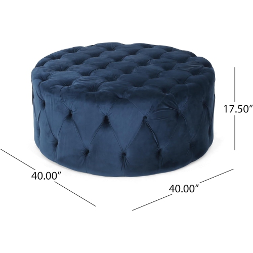 Upholstered Modern Large Round Ottoman 40 Inch Vevet Foot Stool with Button Tufted, Comfy Extra Seating with Wood Frame for Living Room, Entryway,