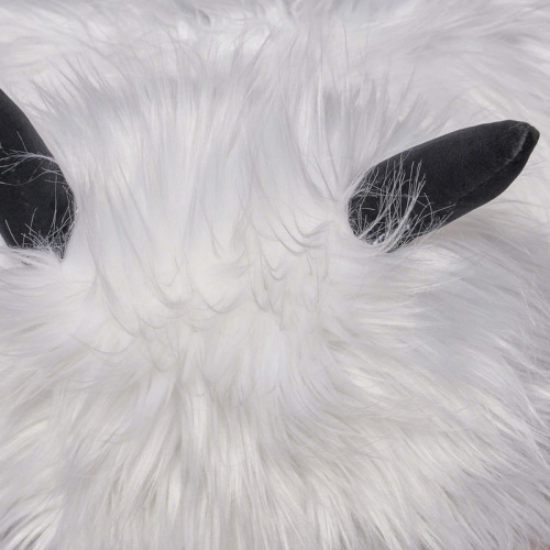 Adorable Upholstered White Yak Ottoman, Cute Wood Foot Stool Shoes Changing Seat with Cushioned for Adult Living Room, Bedroom, Nursery Gameroom,