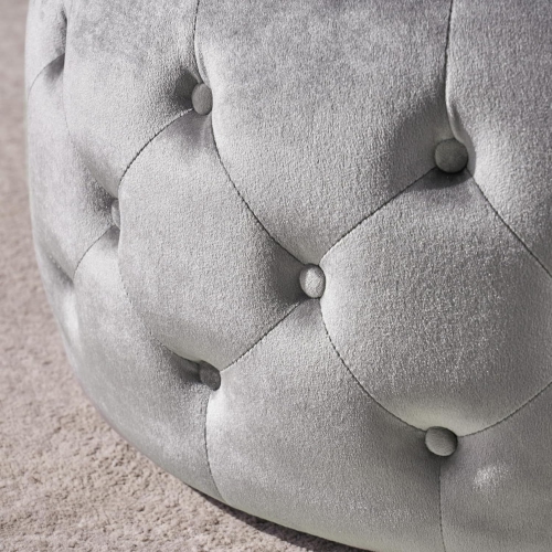 30" Round Velvet Ottoman Coffee Table, Button Tufted Coffee Table with Tempered Glass Top Modern Upholstered Tufted Velvet Cocktail Center Table for