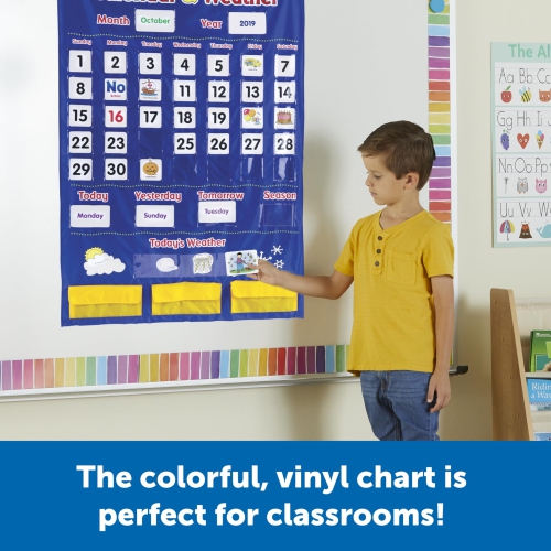 Learning Resources Calendar and Weather Pocket Chart - 136 pieces, Classroom Supplies and Organization