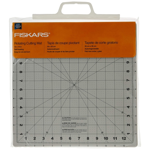 Fiskars Rotating Cutting Mat - 14" x 14" Grid to Cut Fabric Squares Easily - Perfect for Quilting, Sewing and Craft Proj